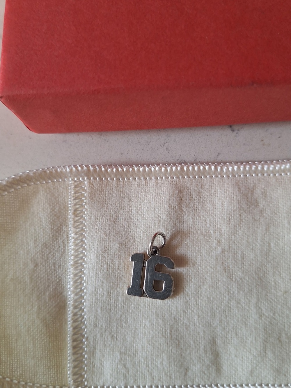Retired James Avery Silver '16' Number Charm Pendant
